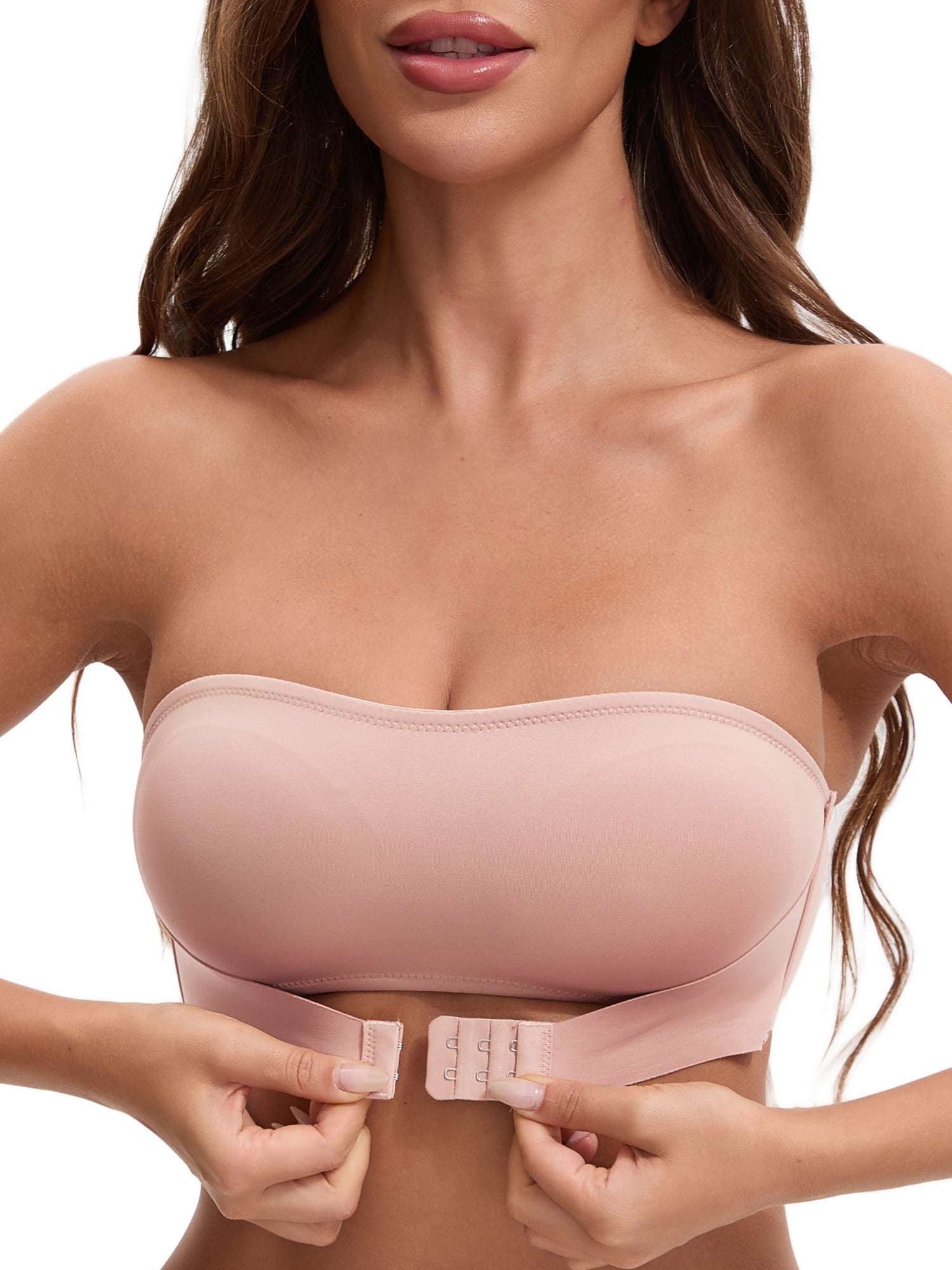 Unique Bargains Women's Strapless Wirefree Bandeau Bras L Pink