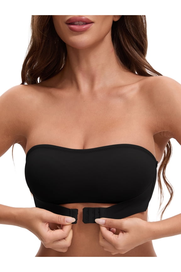 Women's Strapless Wirefree Bandeau Bras M Black