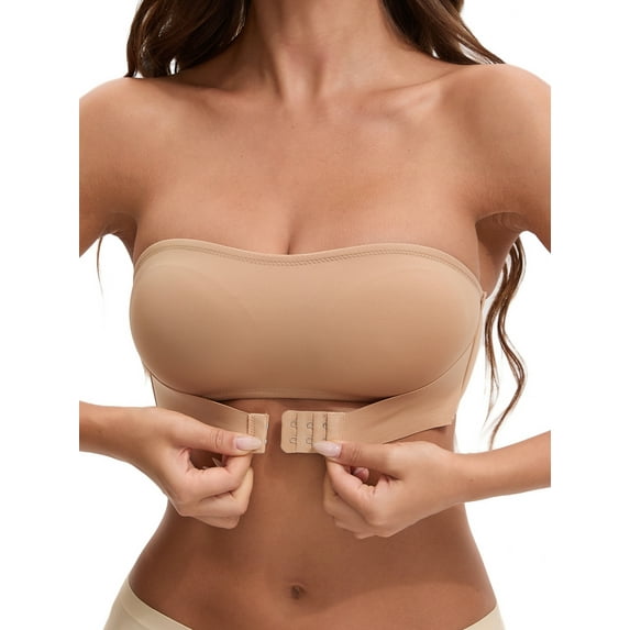 Unique Bargains Women's Strapless Wirefree Bandeau Bras XL Khaki