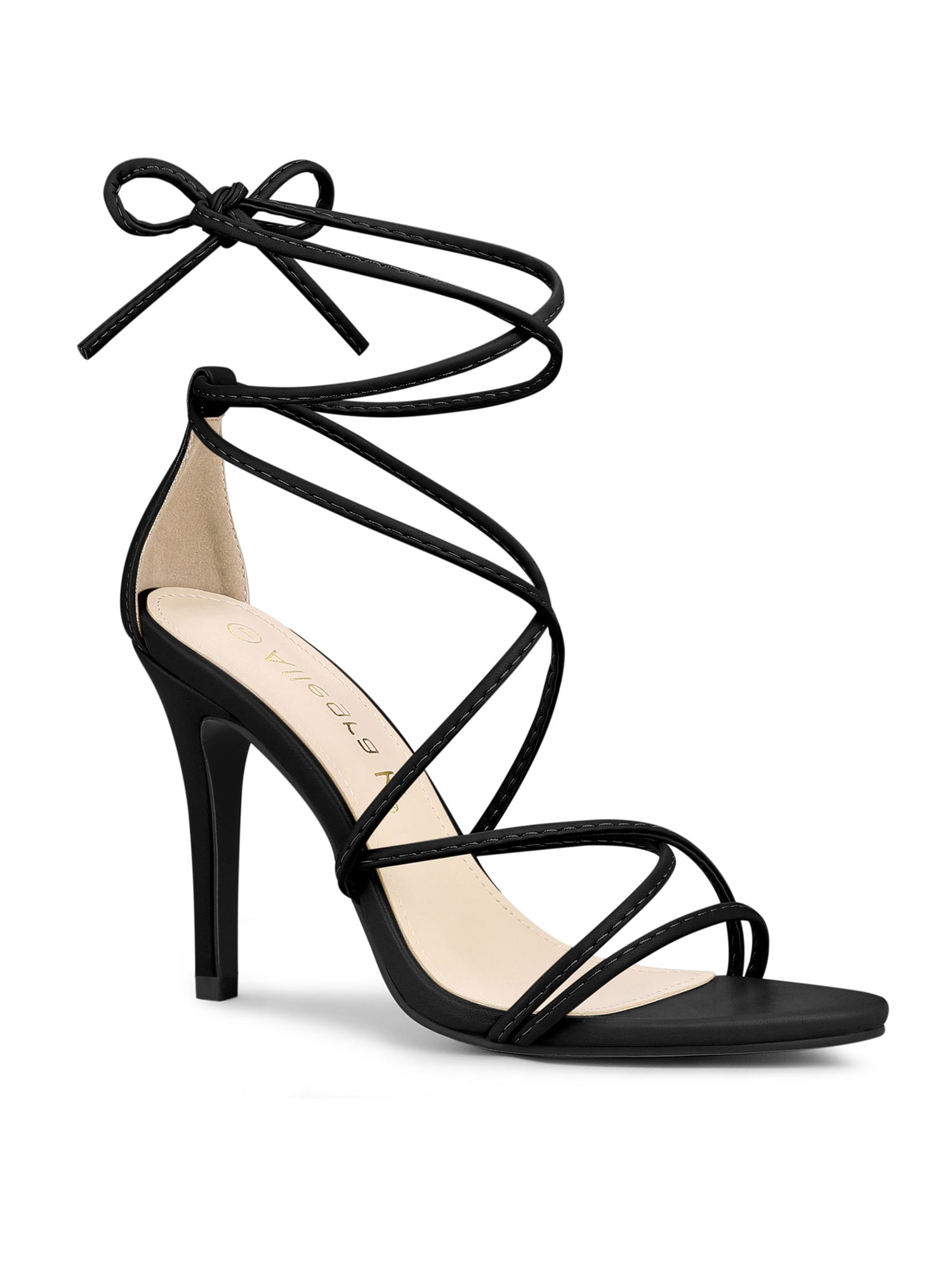 Unique Bargains Women's Strappy Heels Lace Up Stiletto Heel Sandals