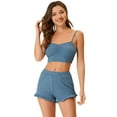 thumbnail image 1 of Unique Bargains Women's Stretchy Knit Spaghetti Strap Runch Cami with Shorts Pajama Set, 1 of 5