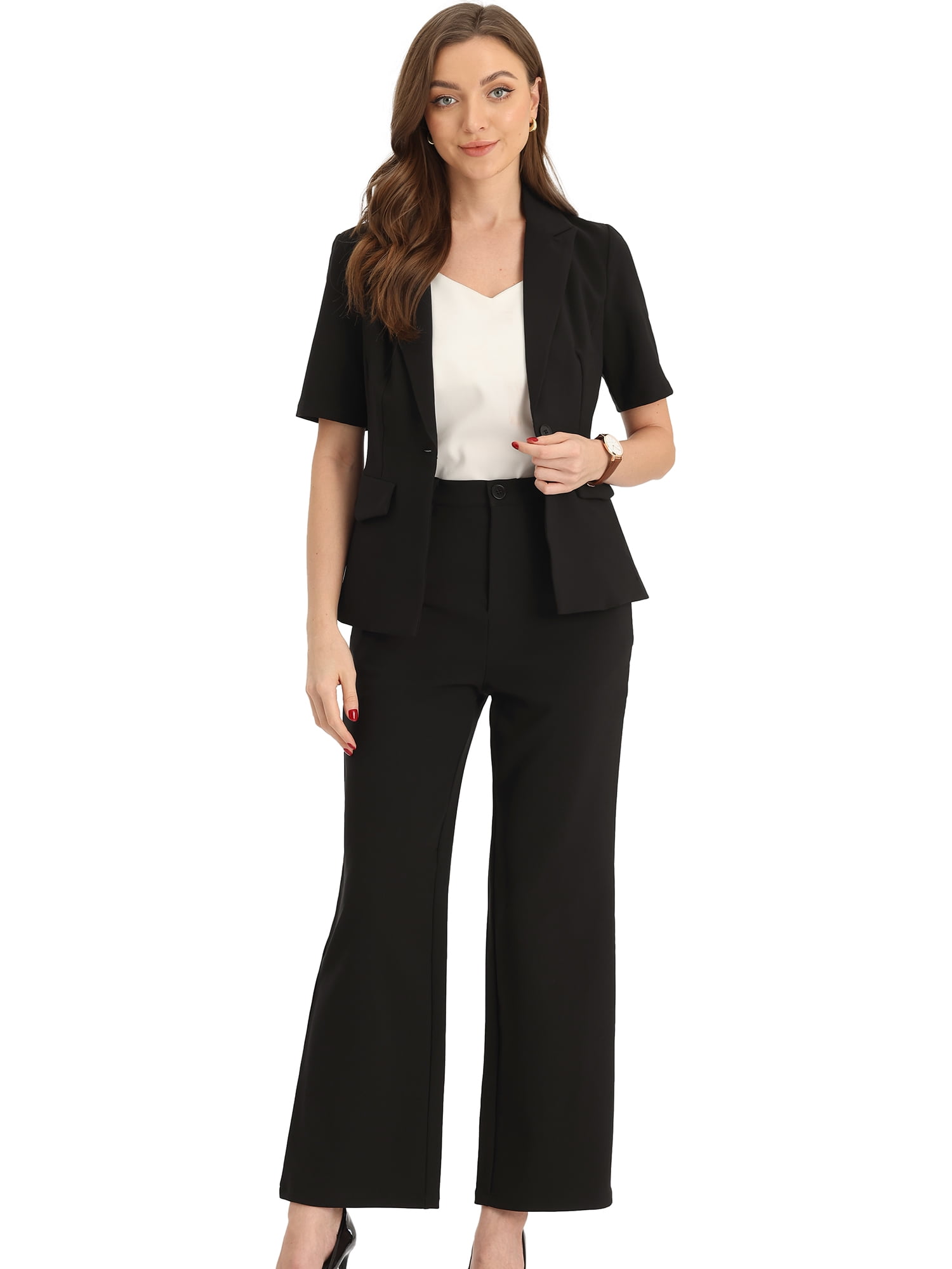 One piece black pant suit hot sale