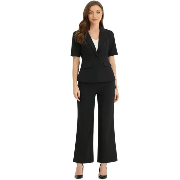 DARING DIVA Women's One Button Blazer 2 Pcs Outfits Jacket Suit Pants XS Black