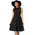 thumbnail image 1 of Unique Bargains Women's Summer Flat Collar Cotton A Line Sleeveless Dress XS Black, 1 of 6