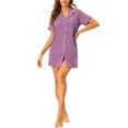 thumbnail image 1 of Unique Bargains Women's Summer Short Sleeves Button Down Sleepshirt, 1 of 5