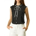 thumbnail image 1 of Unique Bargains Women's Summer Tie Neck Sleeveless Ruffle Chiffon Shirt XL Black, 1 of 5