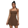 thumbnail image 1 of Unique Bargains Women's Tennis Dress with Built-in Bra Side Slit Slips Dresses S Brown, 1 of 6