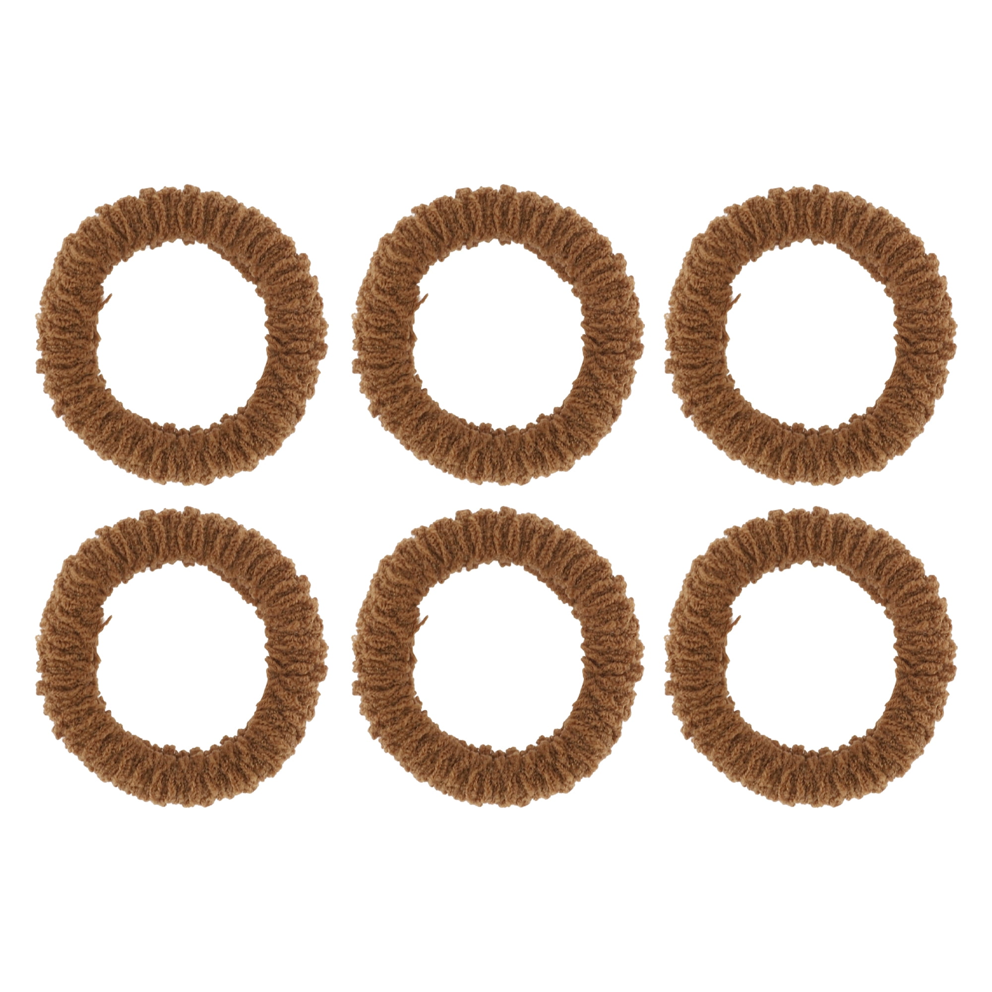 Unique Bargains Women's Thickened Wide Edge Hair Ropes 6 Pcs Brown