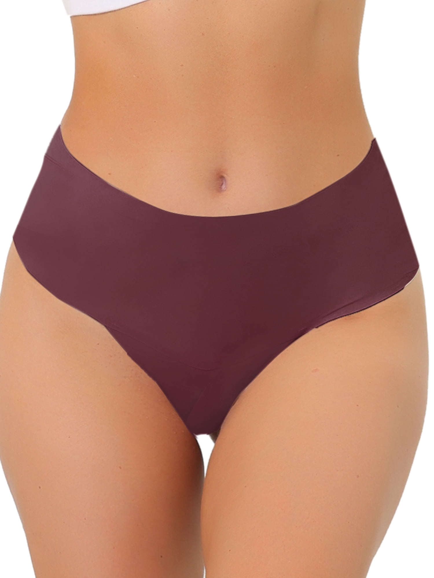 Unique Bargains Women's Tummy Control Breathable G-String Cheeky Thong XL Burgundy