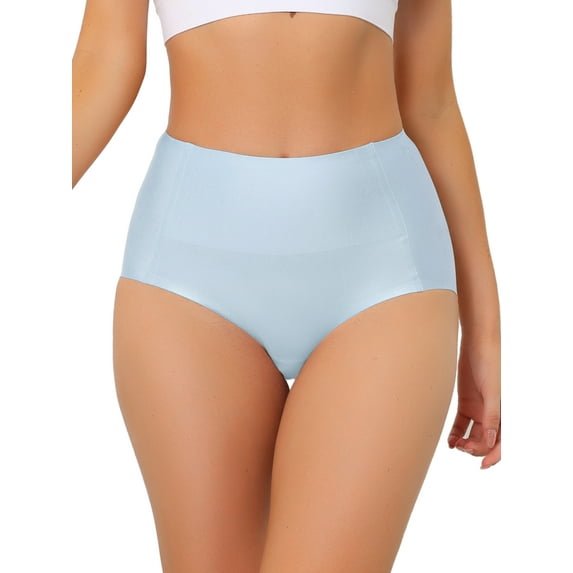 Unique Bargains Women's Tummy Control Breathable Hipster Underwear Panties L Light Blue