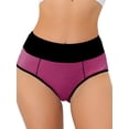 thumbnail image 1 of Unique Bargains Women's Tummy Control Color-Block Brief Panties Available in Plus Size M Dark Purple, 1 of 6
