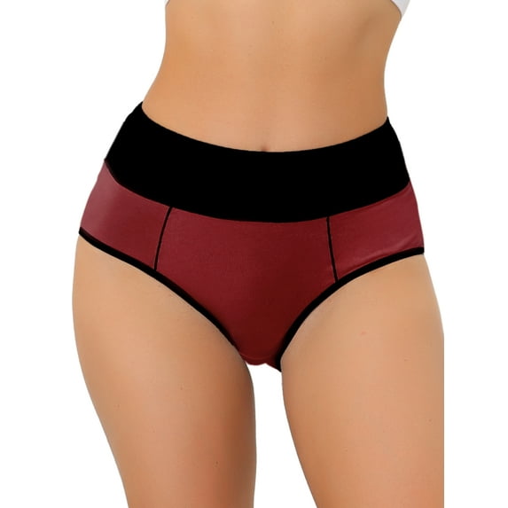 DARING DIVA Women's Tummy Control Color-Block Brief Panties XXL Burgundy
