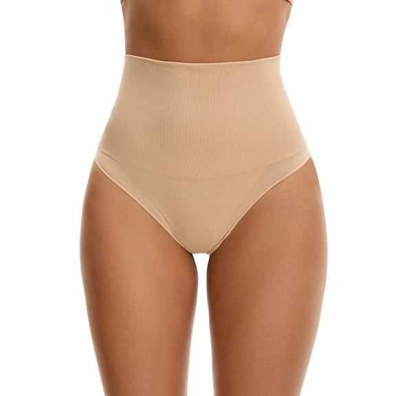 Unique Bargains Women's Tummy Control High Waist Shaping Panties M Beige