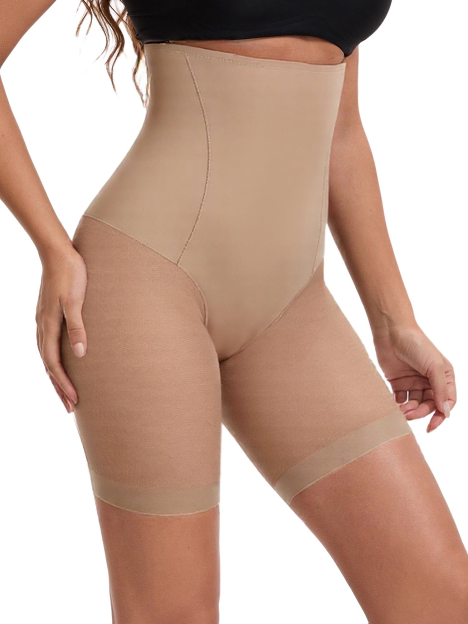 Unique Bargains Women's Tummy Control Thigh Slimmers Slip Shorts 2XL Beige
