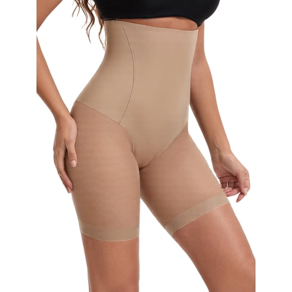 Unique Bargains Women's Tummy Control Thigh Slimmers Slip Shorts L Beige