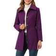 thumbnail image 1 of Unique Bargains Women's Turn-Down Collar Pockets Outwear Winter Coat XL Purple, 1 of 7