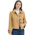 thumbnail image 1 of DARING DIVA Women's Turn Down Collar Single Breasted Outwear Winter Pea Coat Khaki S, 1 of 6
