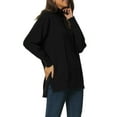 thumbnail image 1 of Unique Bargains Women's Turtleneck Long Sleeve Spilt Hem Tunic Pullover Sweater S Black, 1 of 6