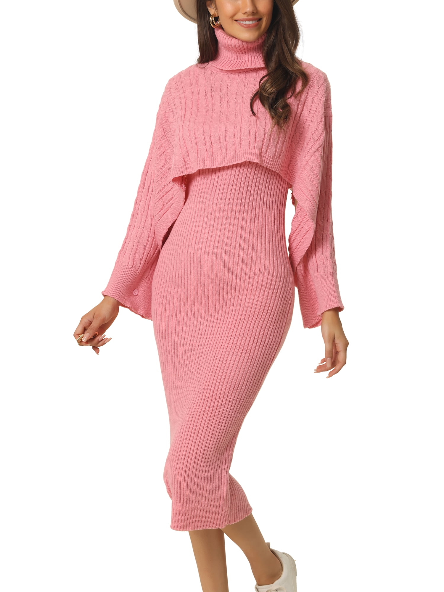 ワンピース Salon De Yohn Logo Turtleneck Knit Dress 2 Colors Unique Bargains Women's Two Piece Outfits Knitted Turtleneck