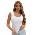 thumbnail image 1 of Unique Bargains Women's U Neck Tank with Built-In Bras L White, 1 of 6