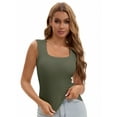 thumbnail image 1 of Unique Bargains Women's U Neck Tank with Built-In Bras S Dark Green, 1 of 6