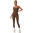 thumbnail image 1 of DARING DIVA U Neck Tummy Control Workout Sleeveless Bodysuit L Brown, 1 of 6