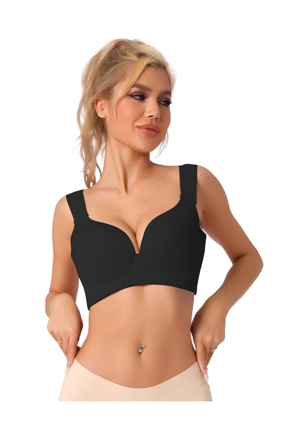 Women's Universal Non-Wired Bra Push Up Vest Bralette Black 38 C