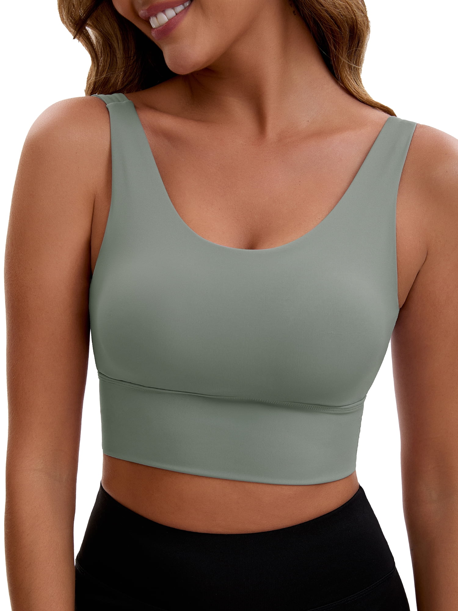 Unique Bargains Women's V Back Wide Straps Sports Bra M Gray