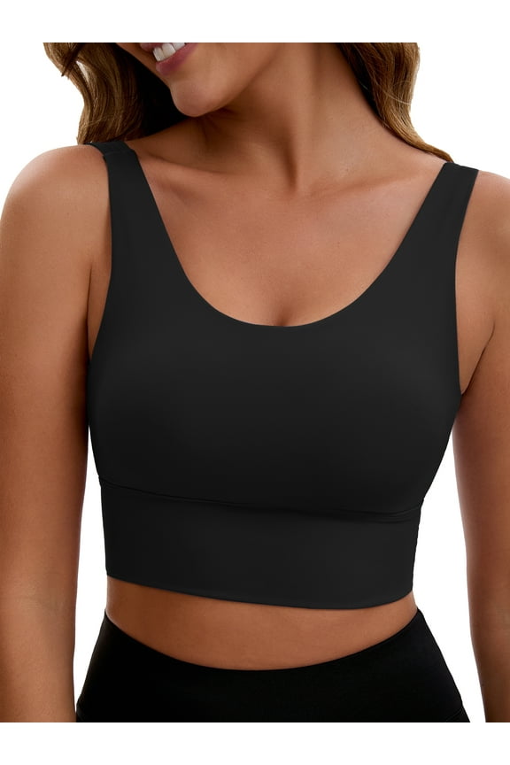 Women's V Back Wide Straps Sports Bra S Black