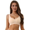 thumbnail image 1 of Unique Bargains Women's V-Neck Contrast Trim Pullover Wireless Bras S Beige, 1 of 6