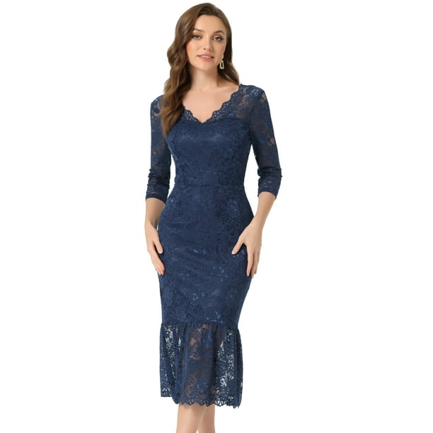 3/4 Sleeve Frill Sleeve Knee Length Bodycon Dresses 3/4 Sleeve Frill Sleeve Knee Length Bodycon Dresses