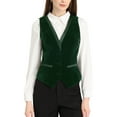 thumbnail image 1 of Unique Bargains Women's V Neck Sleeveless Retro Velvet Racerback Steampunk Vest, 1 of 6
