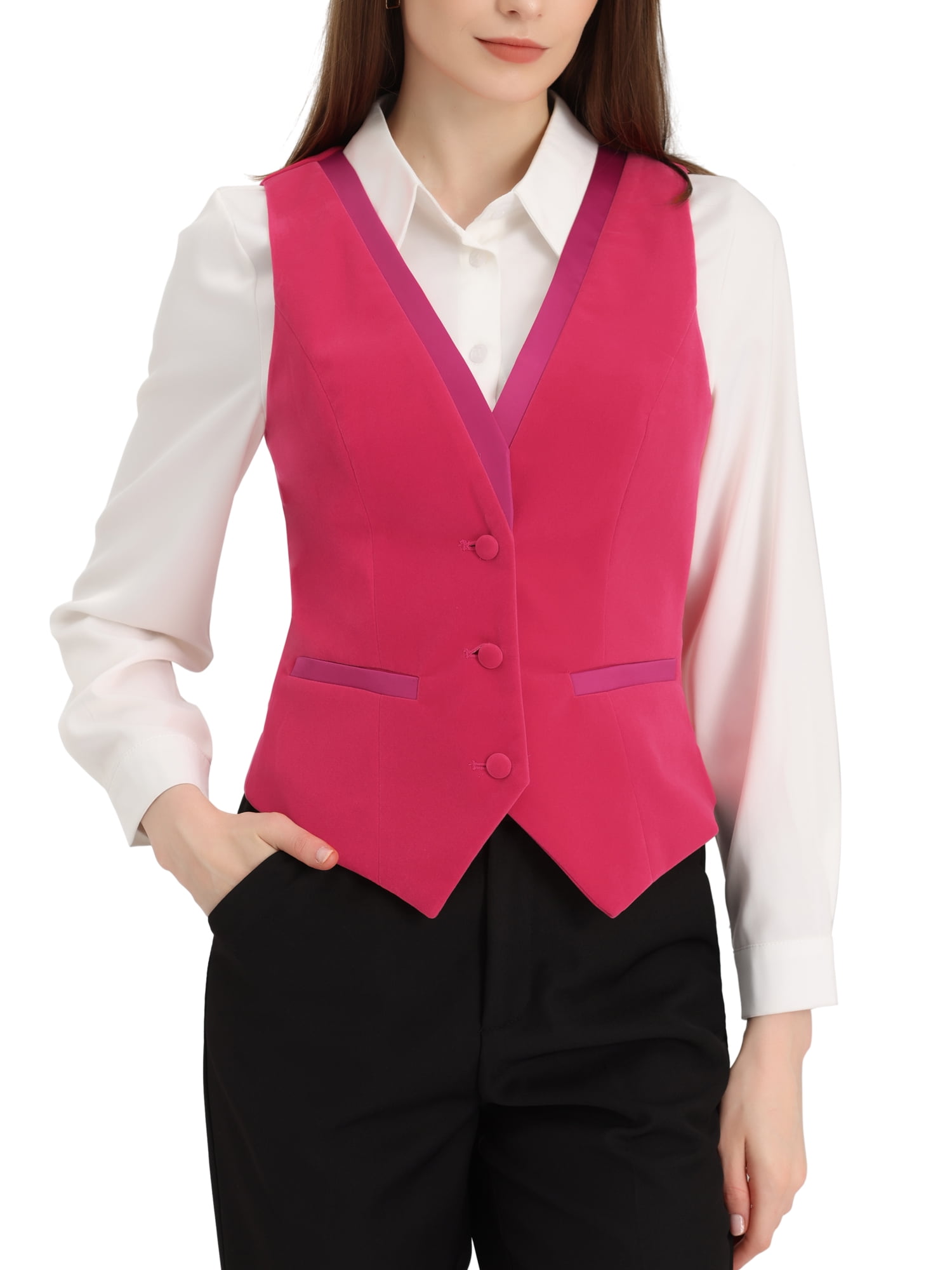 Unique Bargains Women's V Neck Sleeveless Retro Velvet Racerback Steampunk Vest
