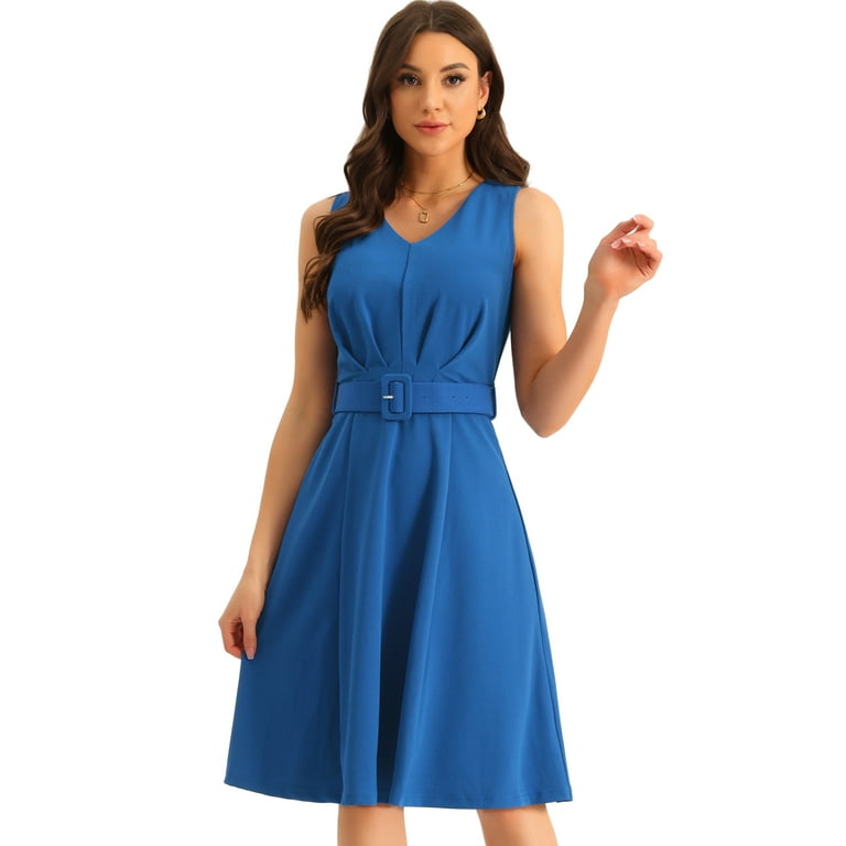 Casual Solid Color Belted O Neck Sleeveless Dresses(6 Colors) Casual Solid Color Belted O Neck Sleeveless Dresses(6 Colors)