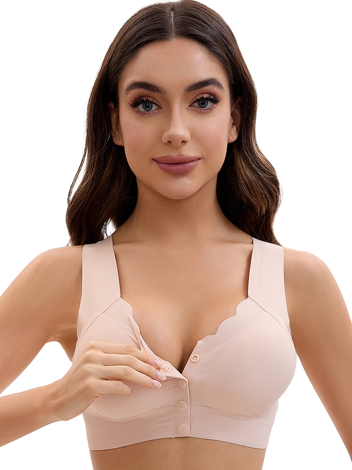 Unique Bargains Women's Vest Wirefree Wave Trim U Back Soft Bras 4X-Large Beige