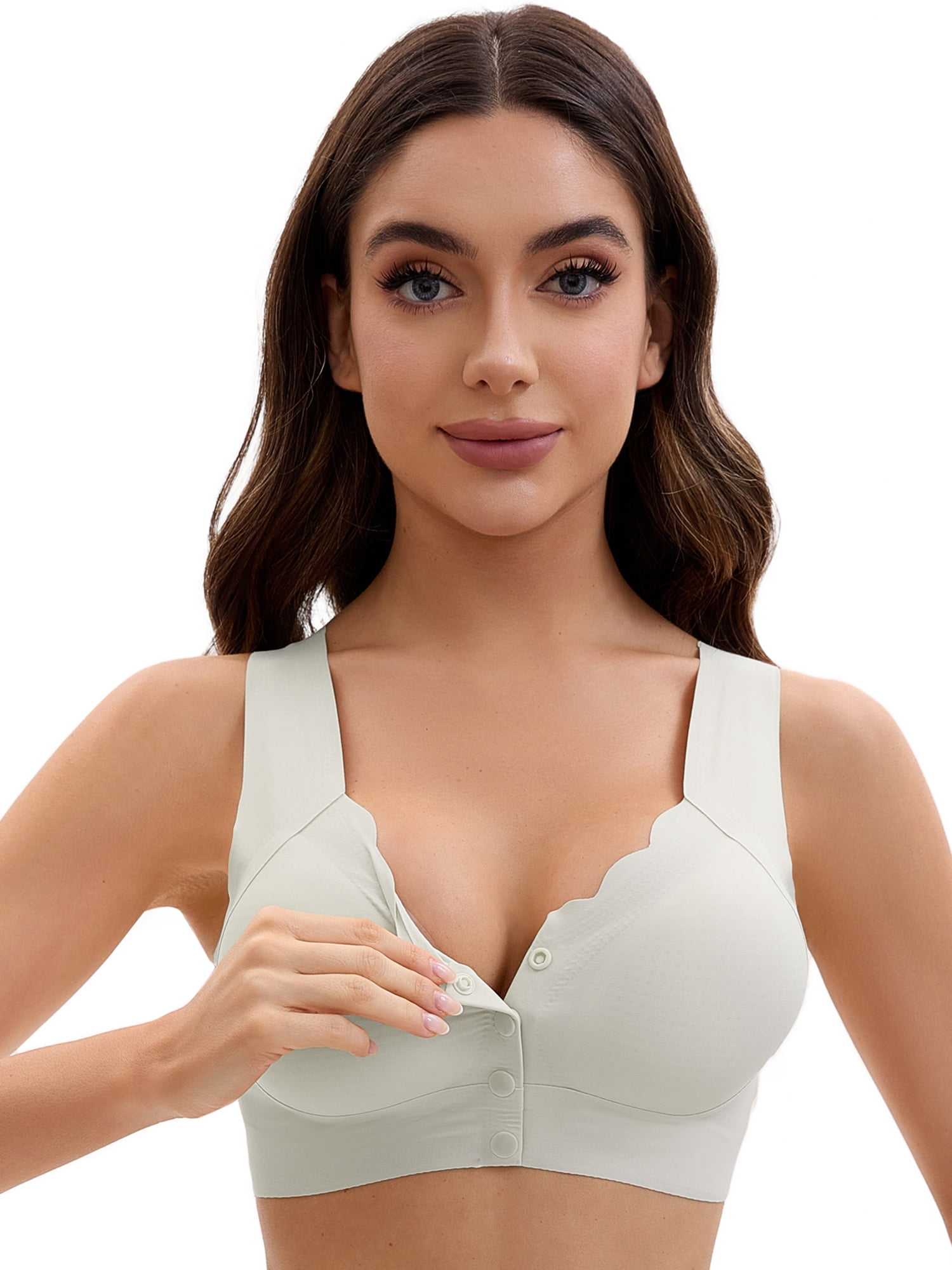 Unique Bargains Women's Vest Wirefree Wave Trim U Back Soft Bras Large Light Grey