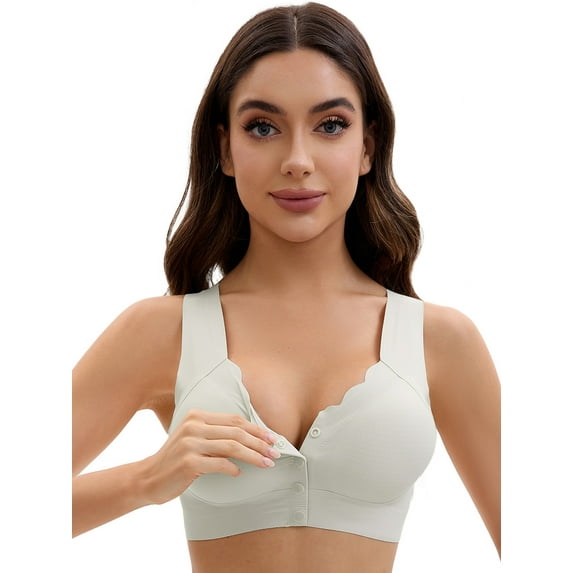 Unique Bargains Women's Vest Wirefree Wave Trim U Back Soft Bras Medium Light Grey
