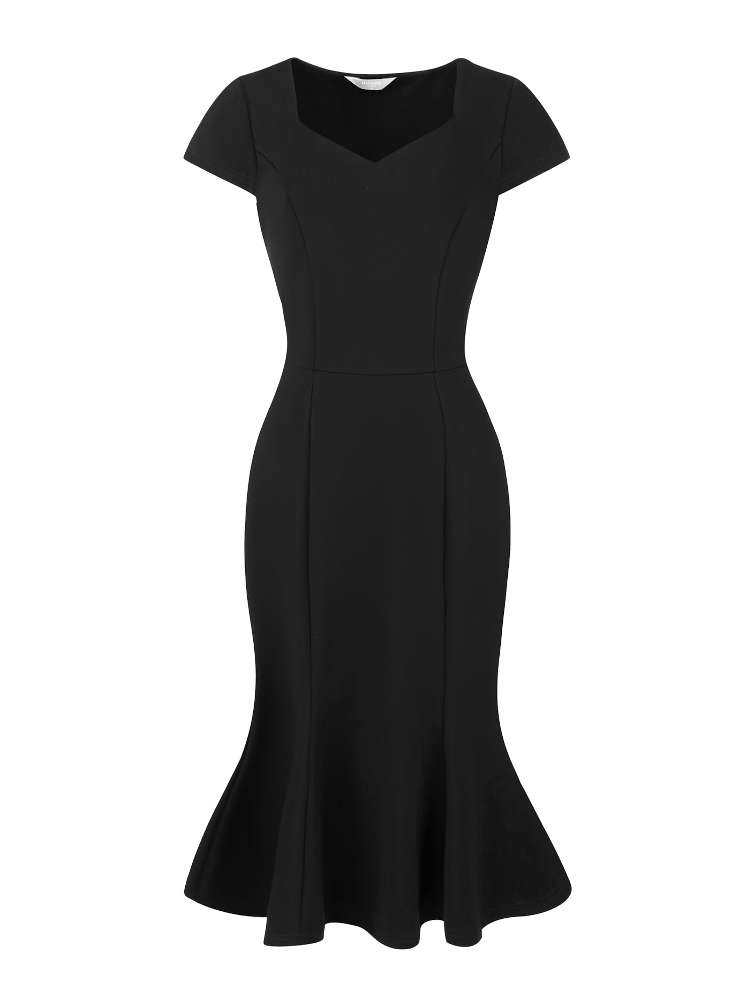 Hobemty Sweetheart Neck Fishtail Dress - Midi Length - Black - Walmart.com