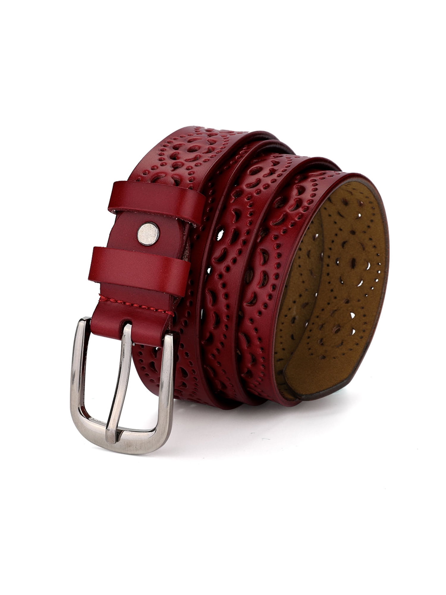 Unique Bargains Women's Vintage Hollow Floral Faux Leather PU Belt with Buckle