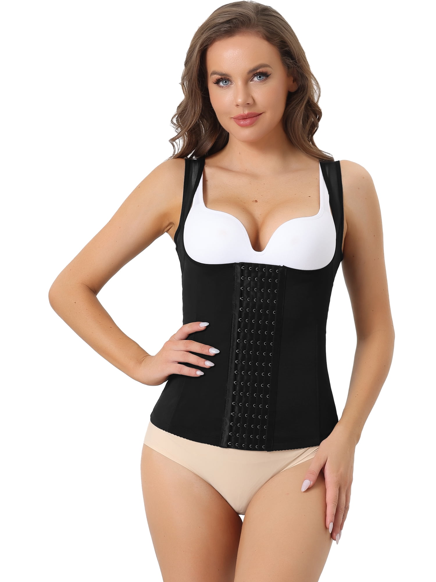 DARING DIVA Women's Waist Corset Shapewear Tummy Control Tank Top Black Medium