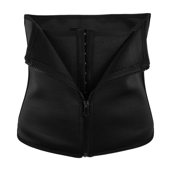 Unique Bargains Women's Waist Trimmer Zippered Belt Tummy Tuck Belts Black 2XL