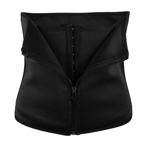 Unique Bargains Women's Waist Trimmer Zippered Belt Tummy Tuck Belts Black 2XL