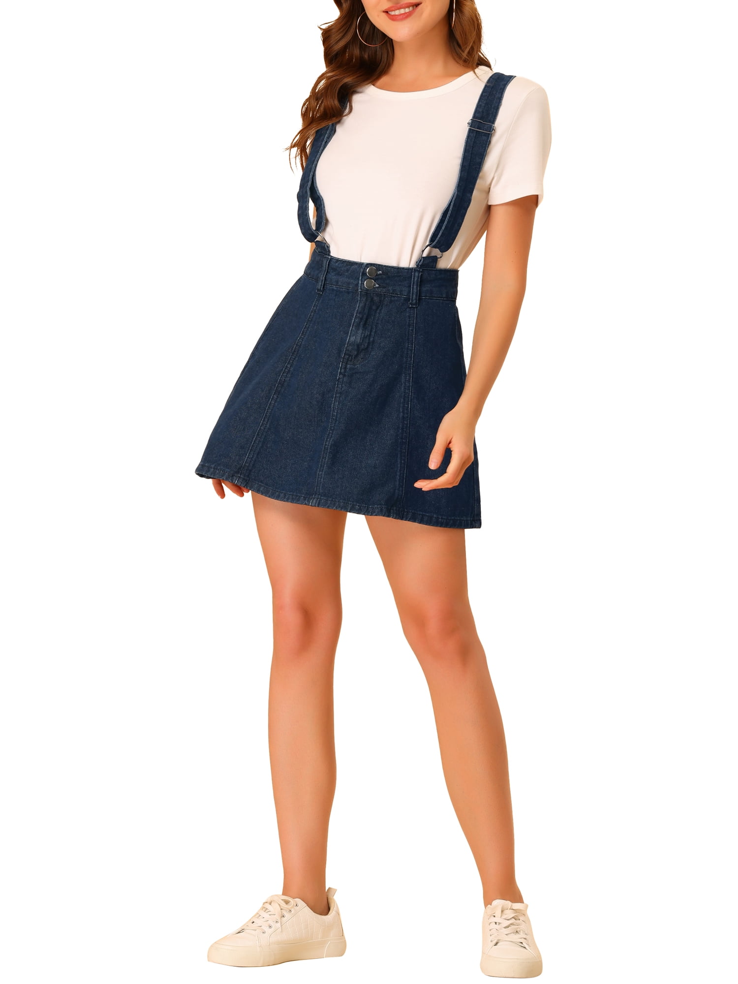 Button skirt with suspenders sale