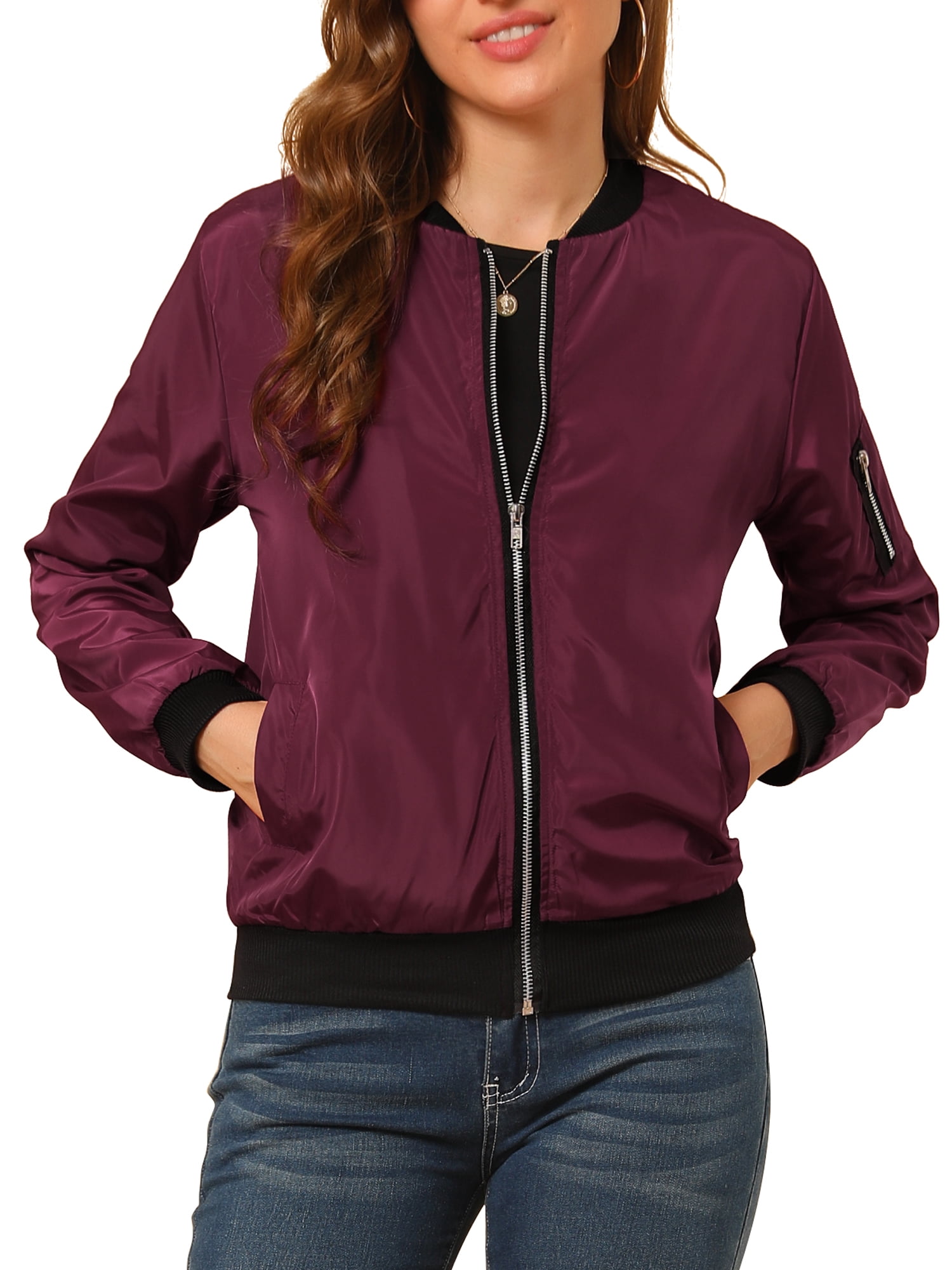 Wine bomber jacket womens clearance