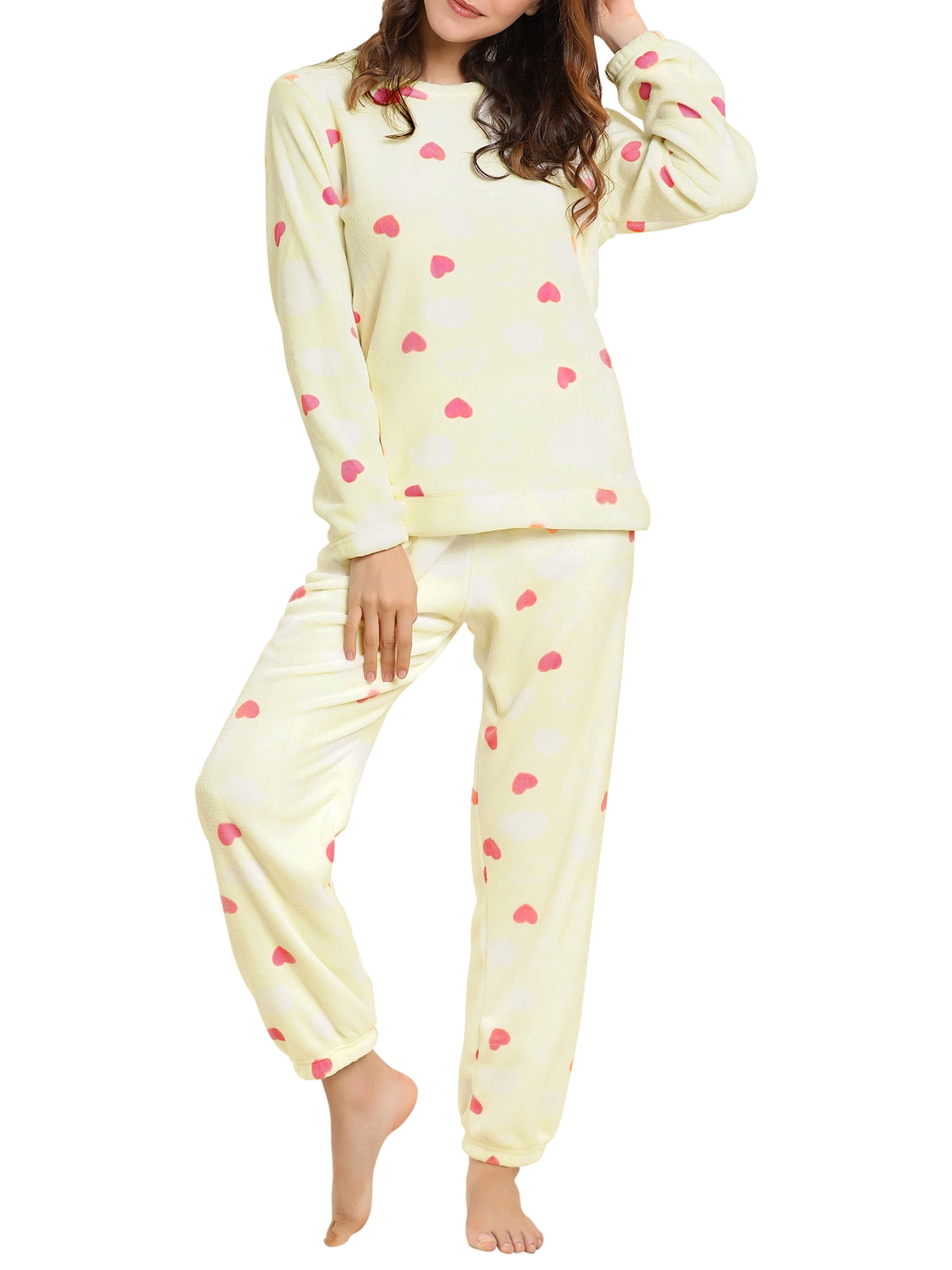 Unique Bargains Women's Winter Loungewear Sleepwear Flannel Pajama Set