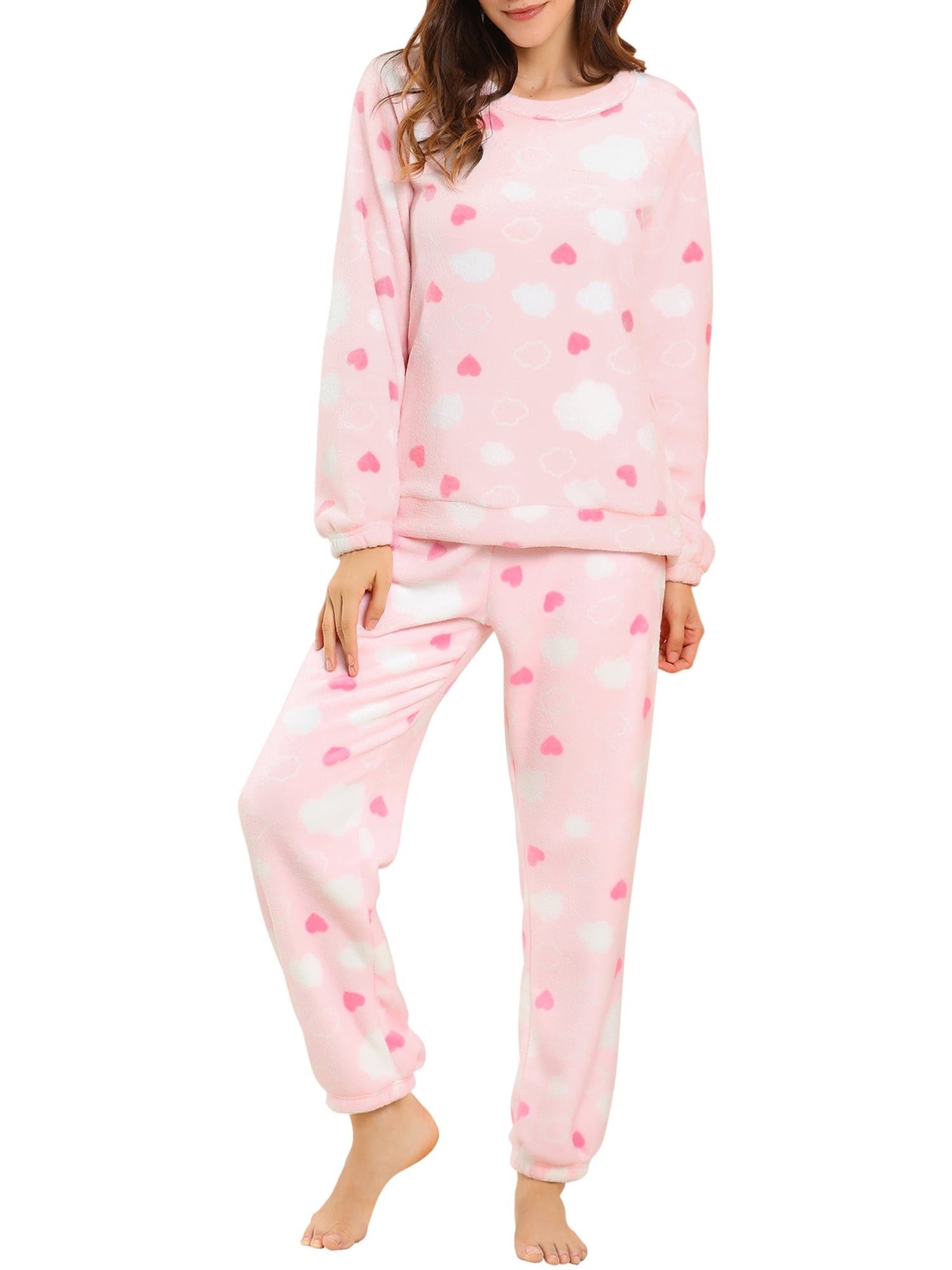 Unique Bargains Women's Winter Loungewear Sleepwear Flannel Pajama Set