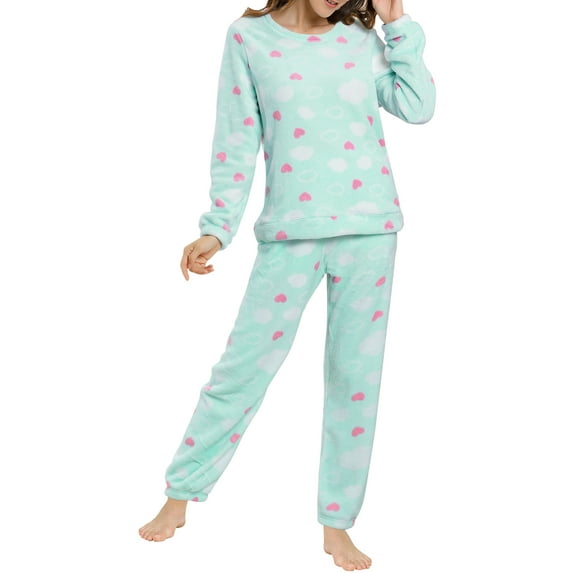 Unique Bargains Women's Winter Loungewear Sleepwear Flannel Pajama Set