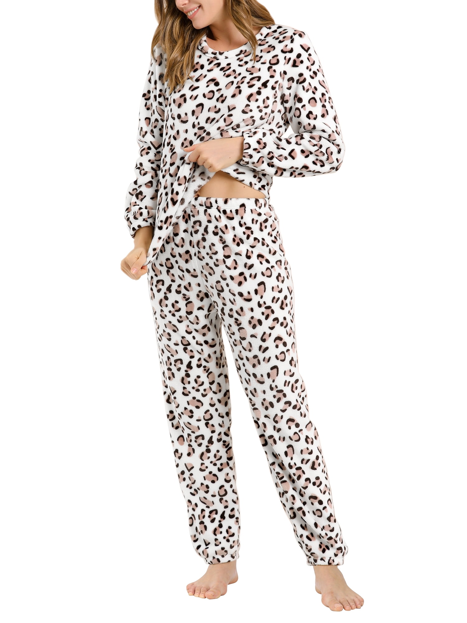 Unique Bargains Women's Winter Loungewear Sleepwear Flannel Pajama Set ...