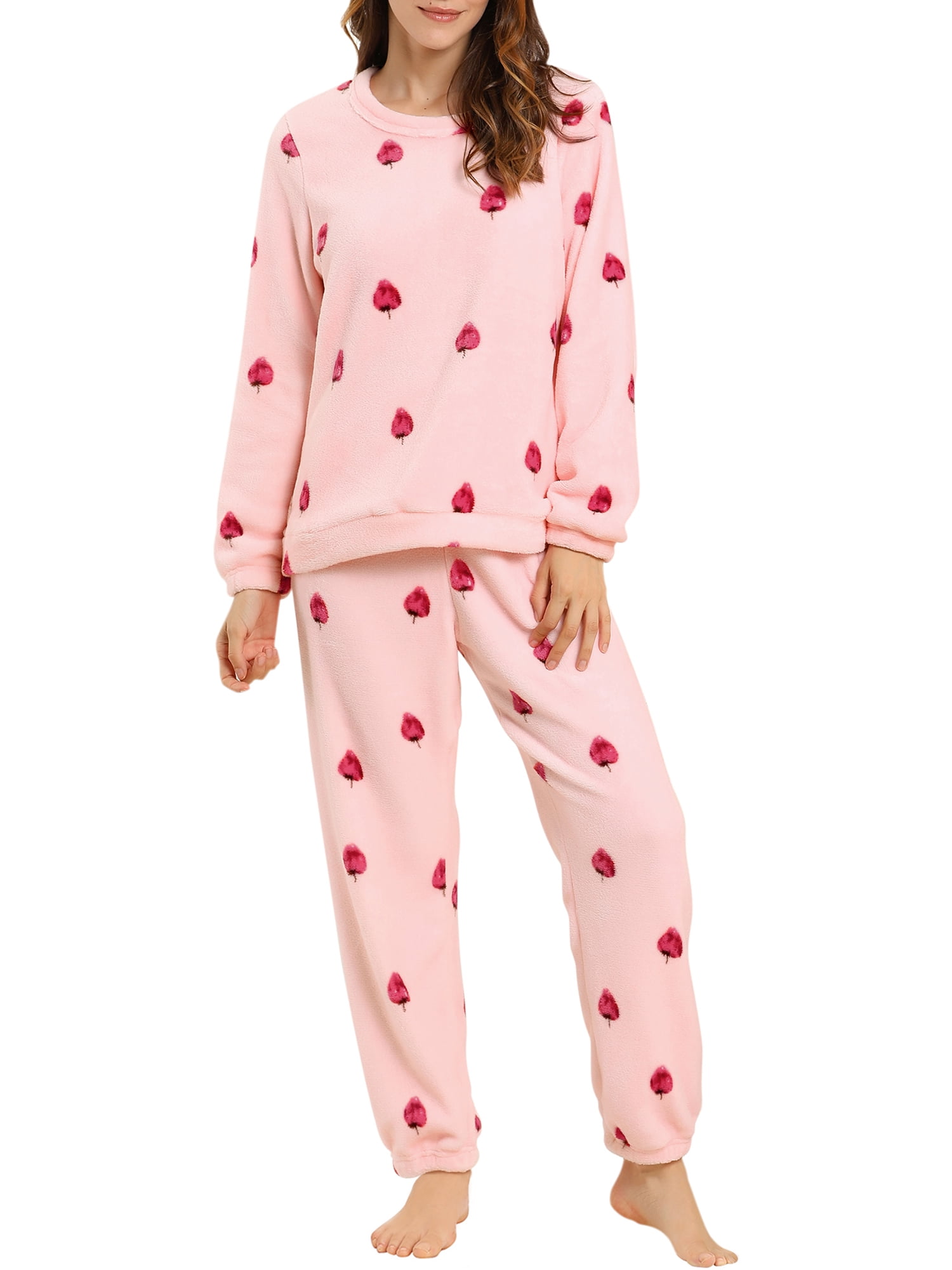 Unique Bargains Women's Winter Loungewear Sleepwear Flannel Pajama Set