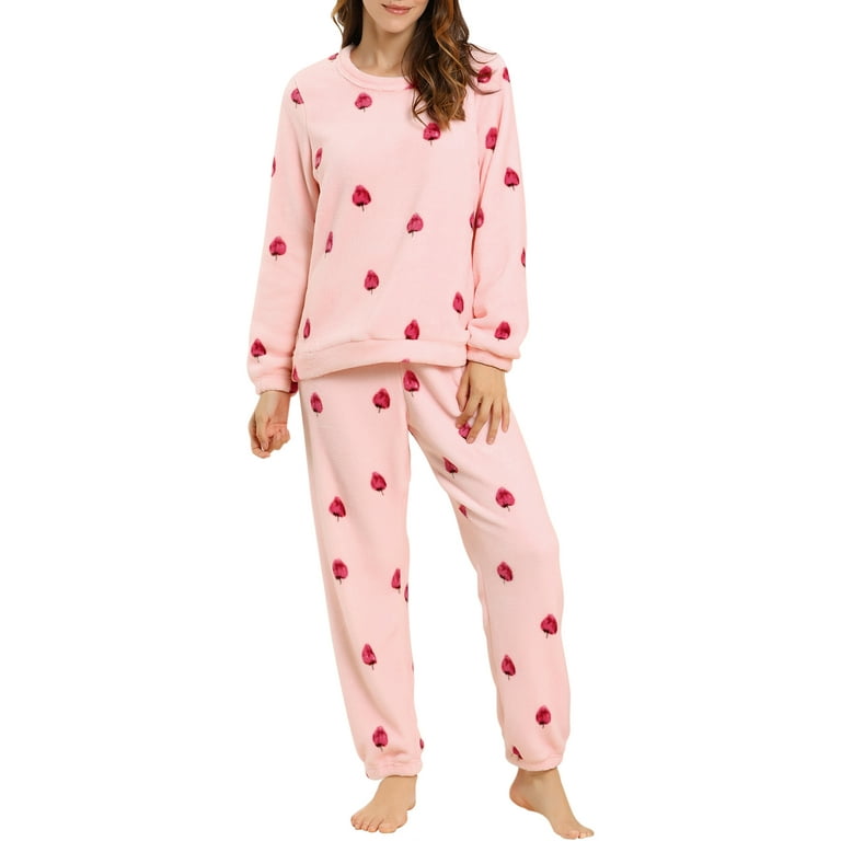 Unique Bargains Women's Winter Loungewear Sleepwear Flannel Pajama